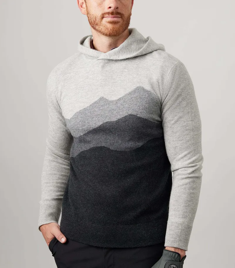 Asher golf sero cashmere hoodie mountainscape by anthem branding
