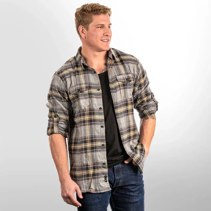 Burnside mens snap flannel by anthem branding