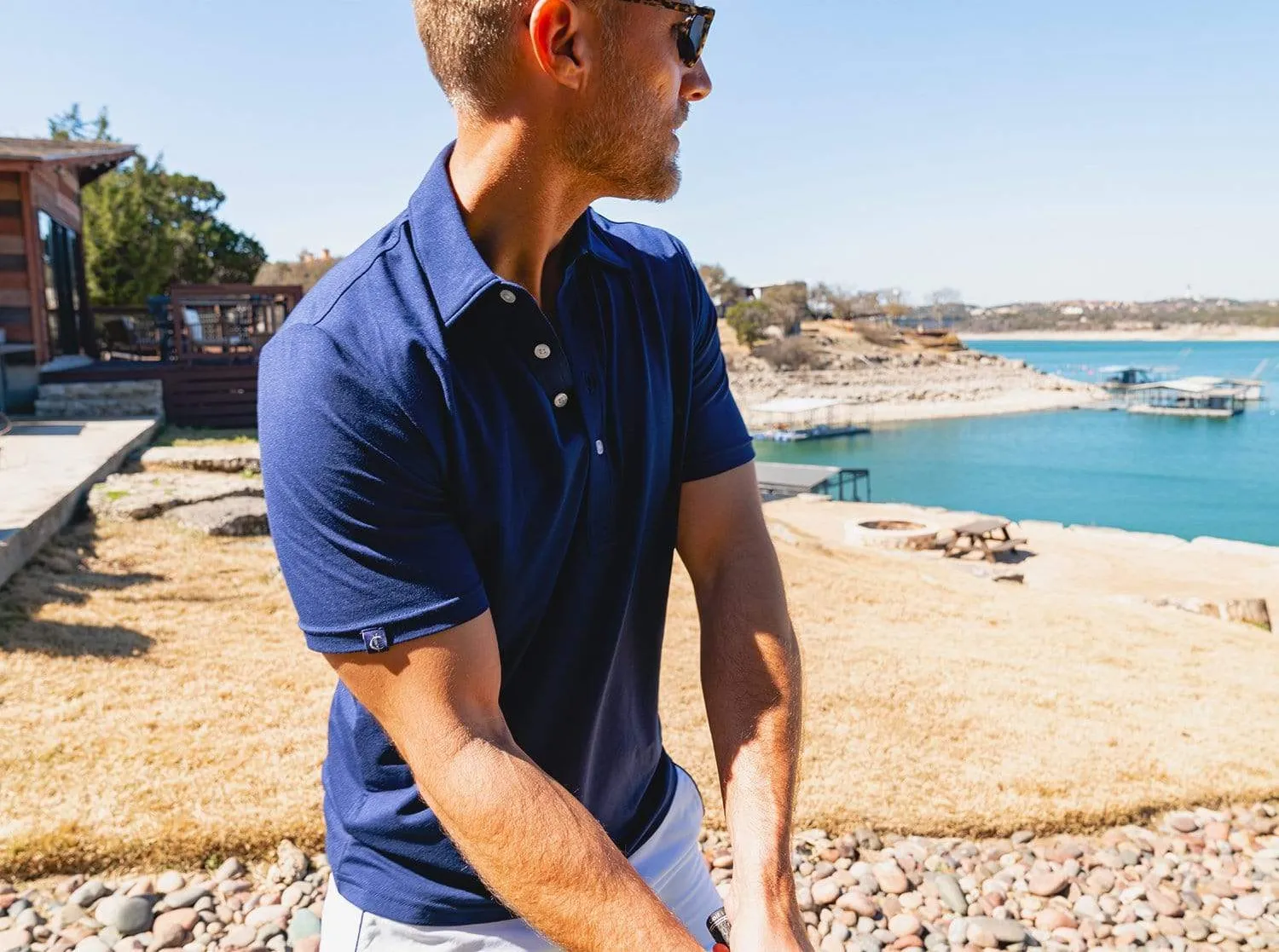 Criquet performance range polo in the navy by anthem branding 2