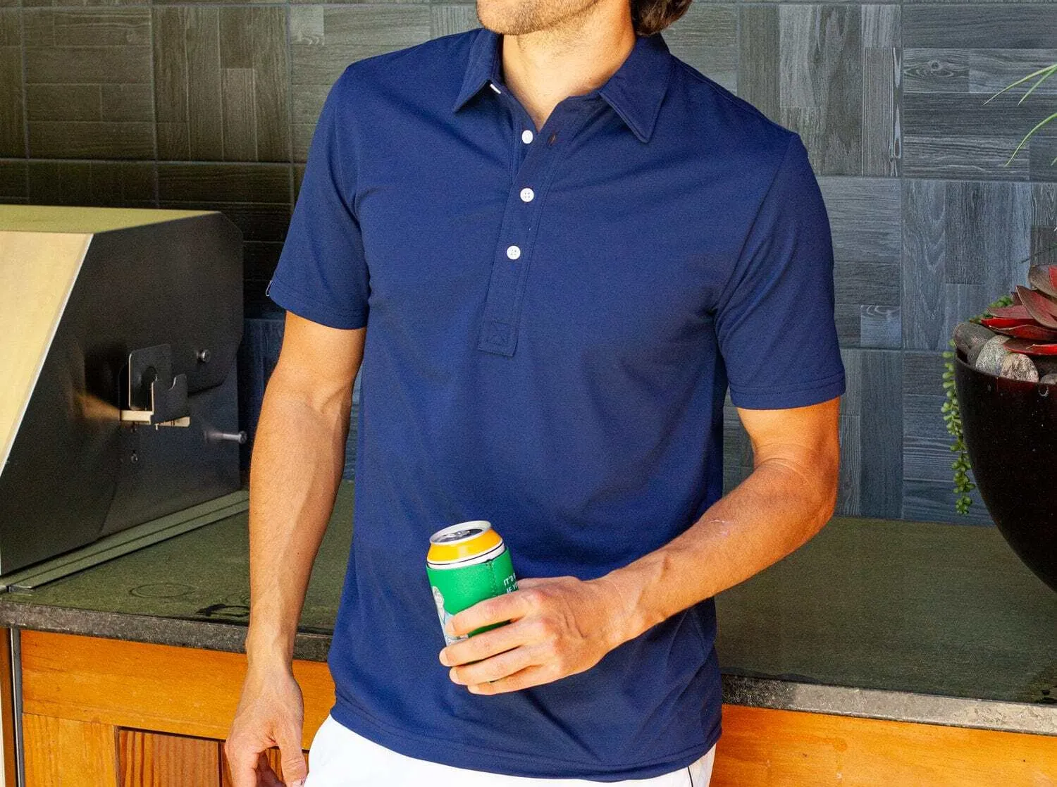 Criquet performance range polo in the navy by anthem branding