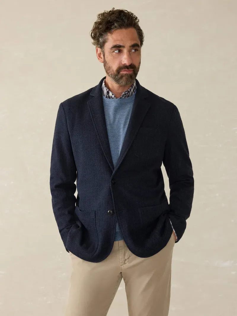 Faherty Inlet Knit Tweed Blazer Navy Twilight Herringbone corporate sales by anthem branding