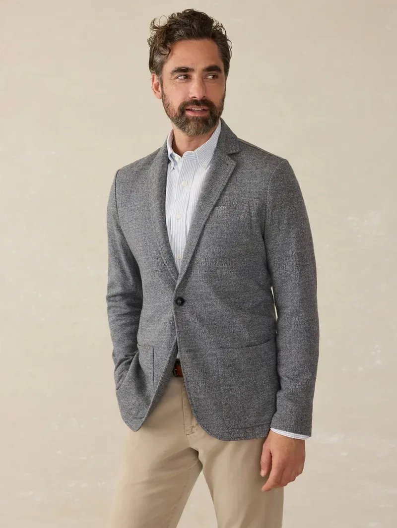 Faherty Inlet Knit Tweed Blazer Steel Rock Herringbone corporate sales by anthem branding