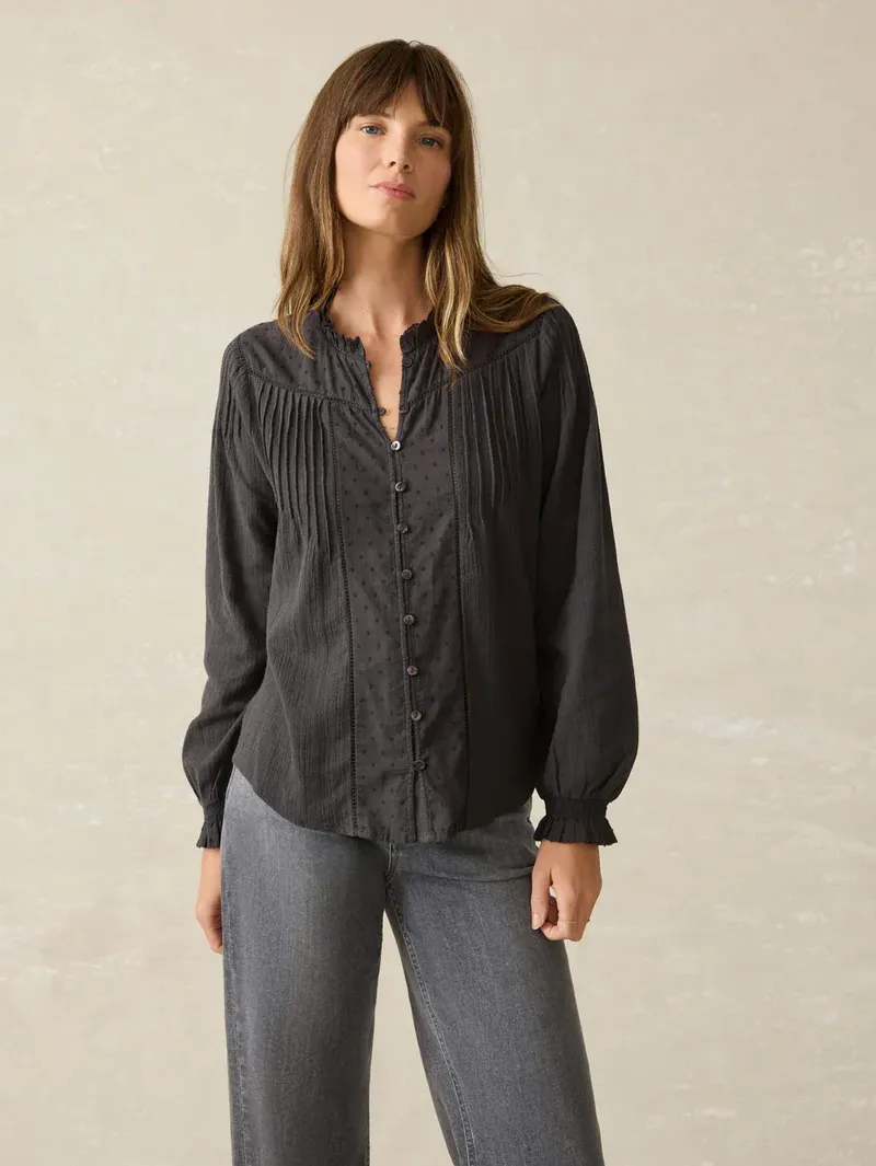 Faherty Lily Blouse Washed Black corporate sales by anthem branding 11