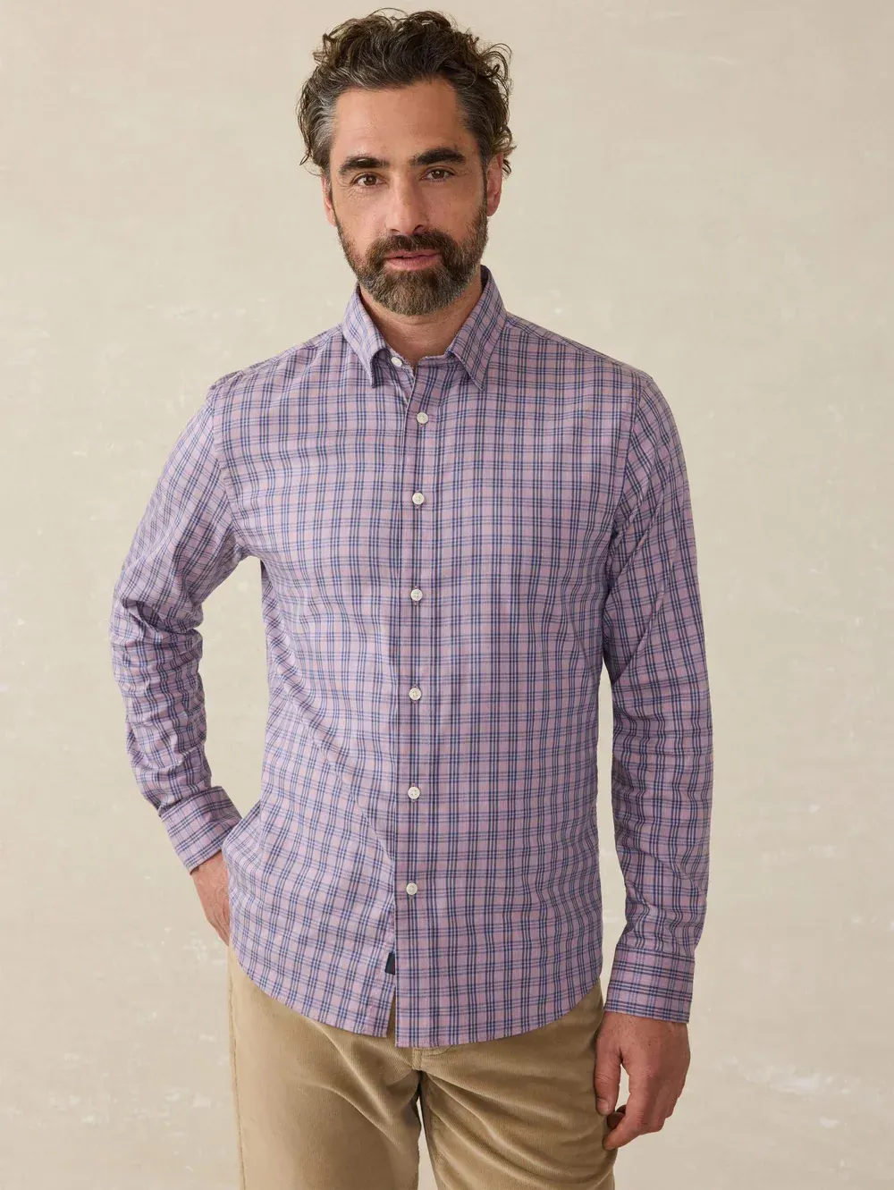 Faherty Movement Sweater Shirt Seaside Berry Skies Check corporate sales by anthem branding