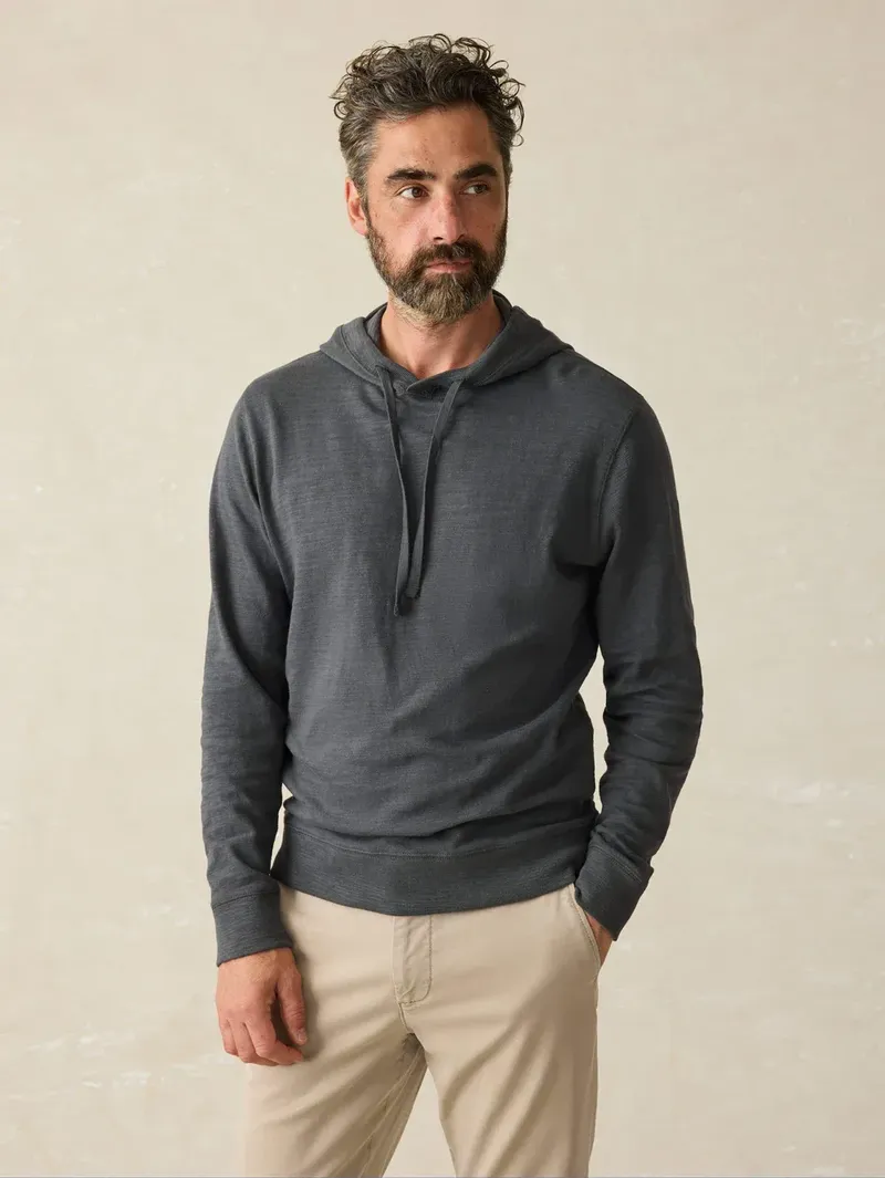 Faherty Sunwashed Slub Hoodie Graphite corporate sales by anthem branding
