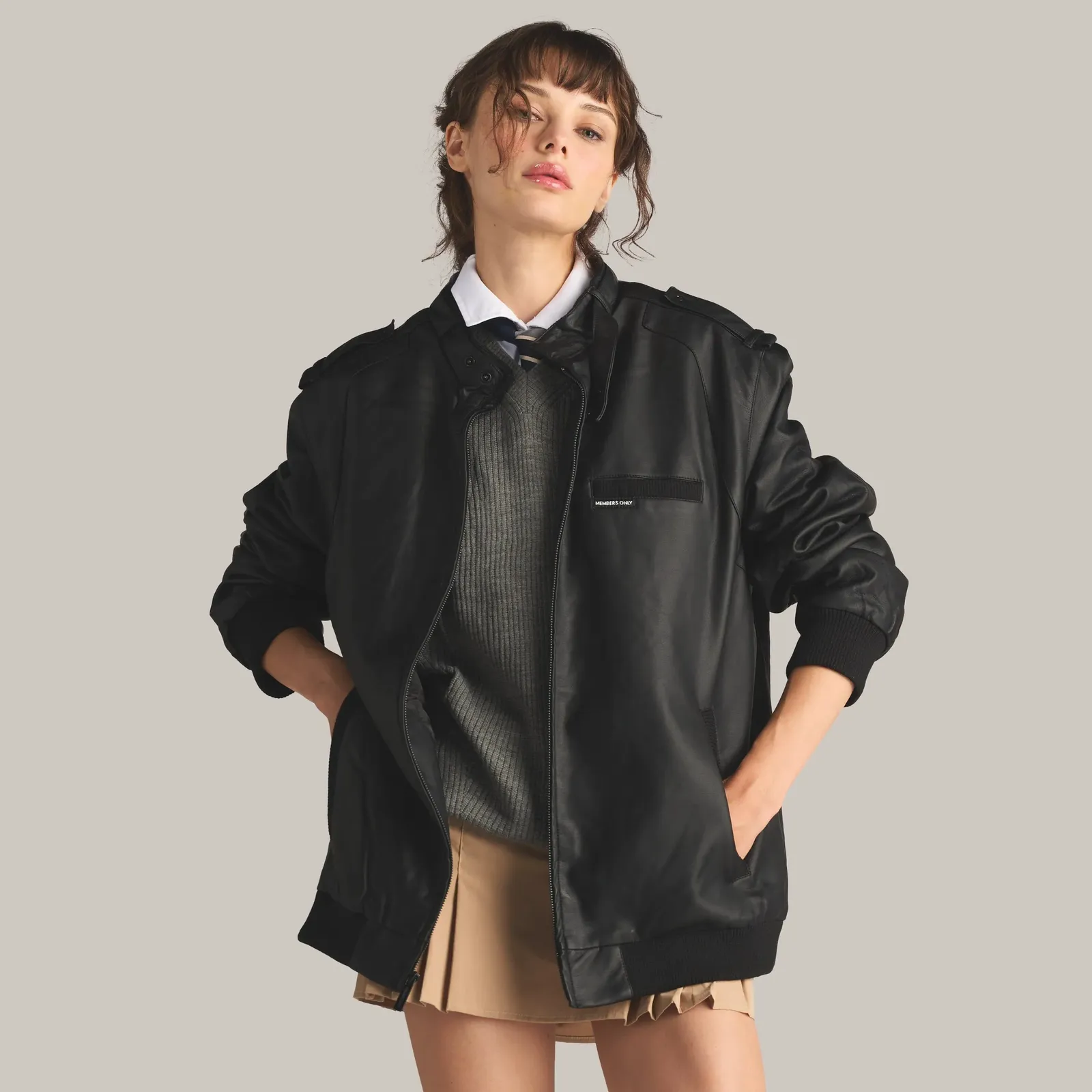Members only faux leather iconic racer oversized jacket by anthem branding