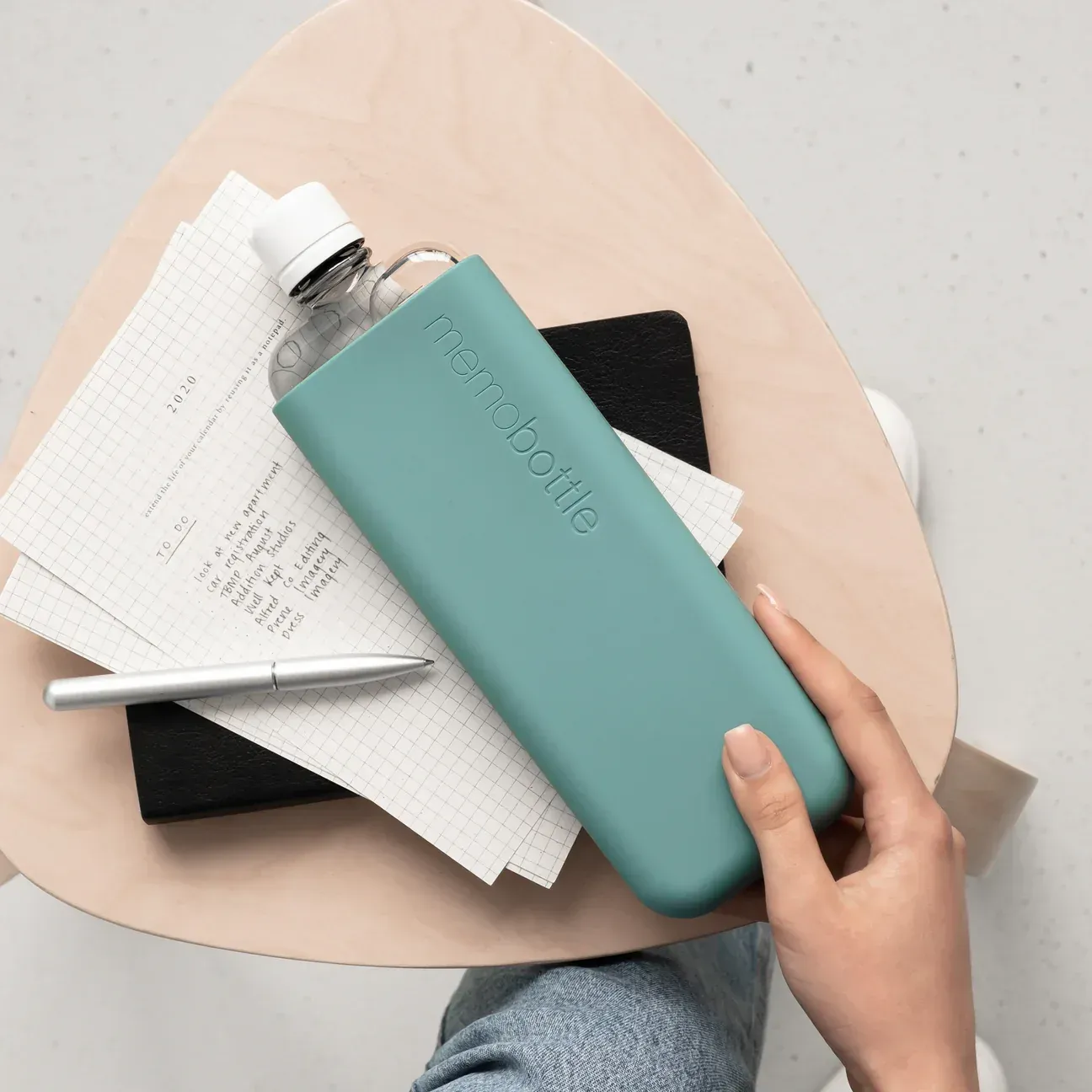 Memobottle SLIM silicone sleeve sea mist by anthem branding