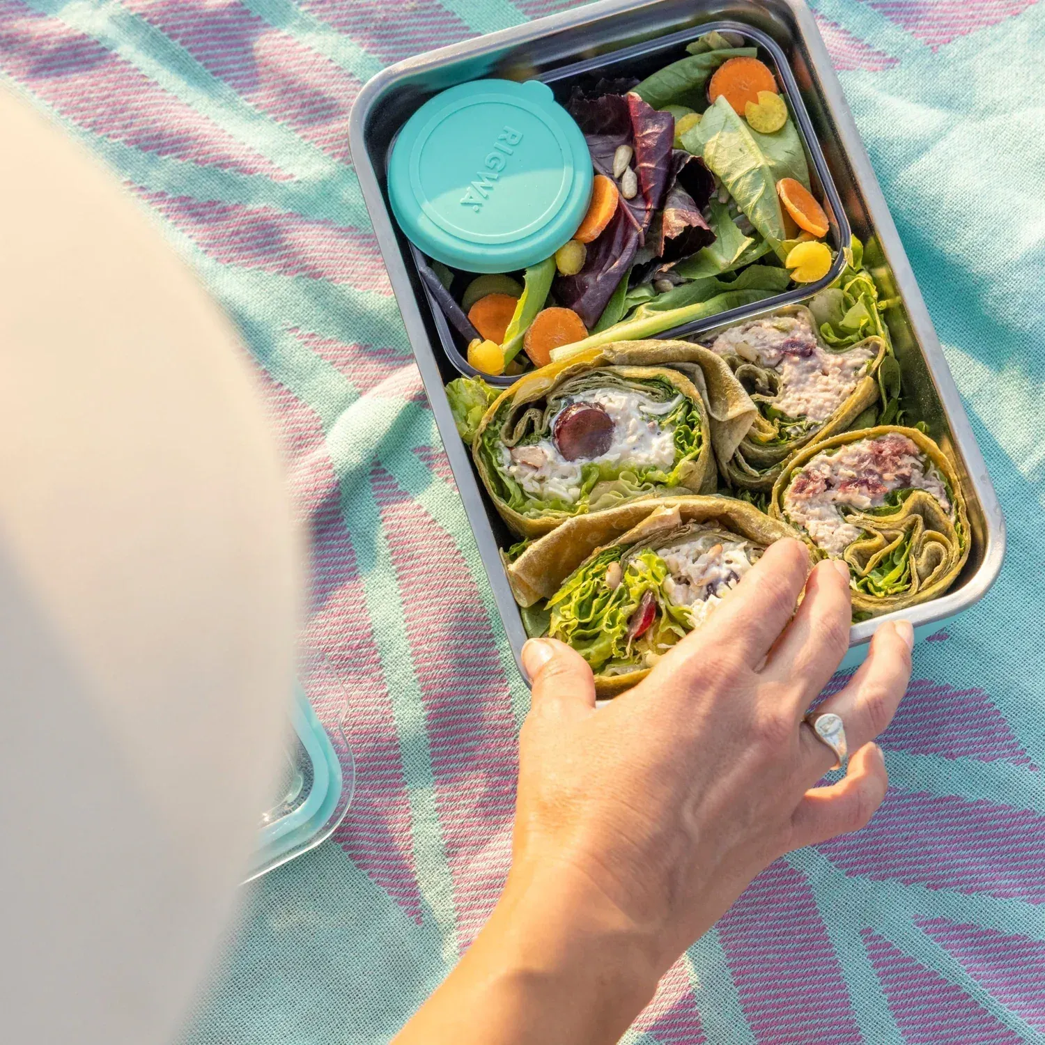 Rigwa travel lunch box 9x6 seafoam by anthem branding