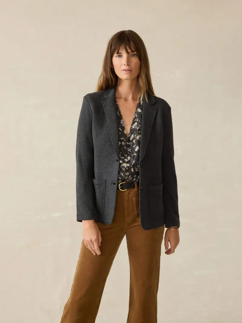 W Faherty Inlet Knit Blazer Black Sky Melange corporate sales by anthem branding