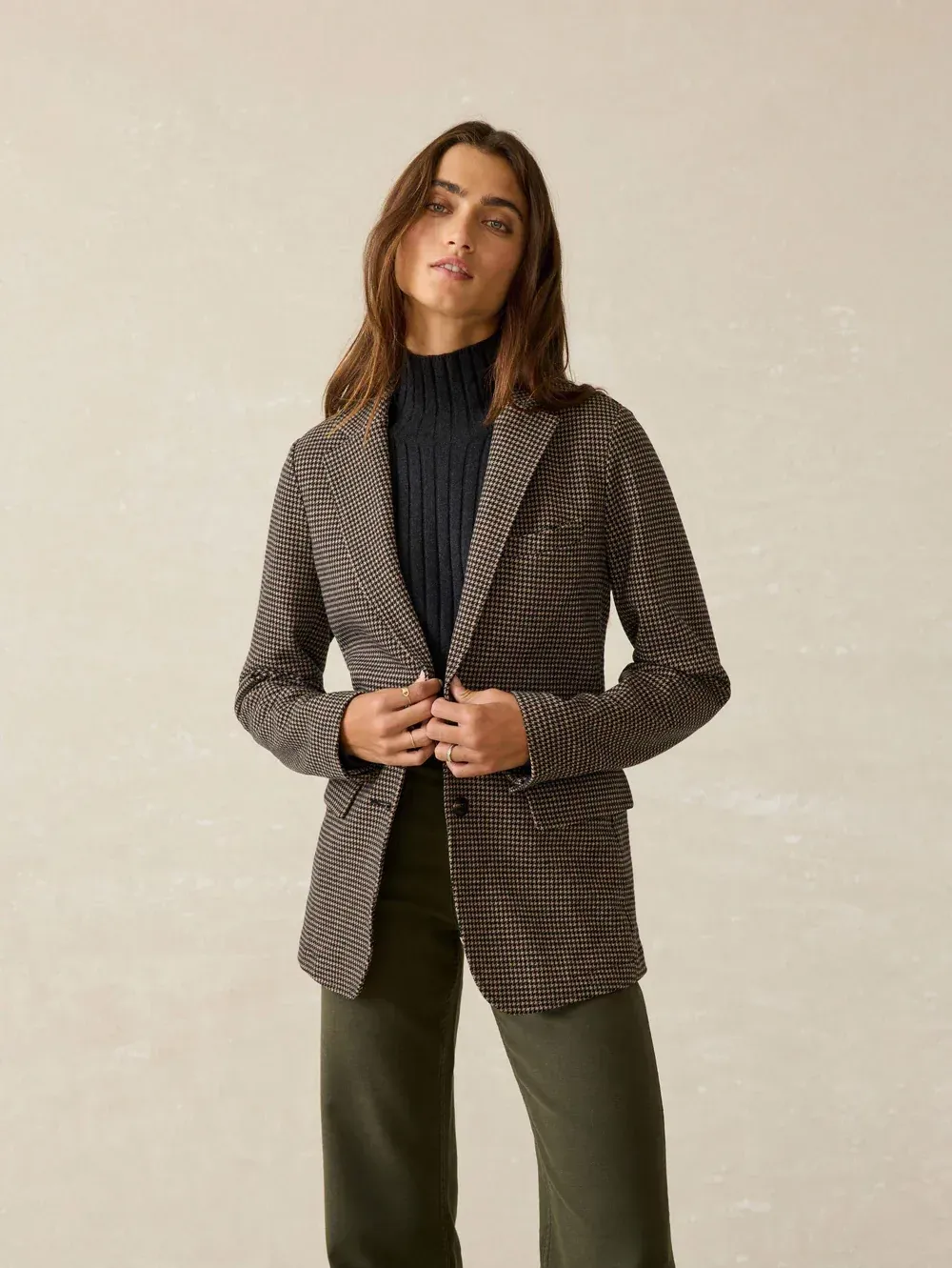 W Faherty Inlet Knit Tweed Blazer Mocha Mountain Houndstooth corporate sales by anthem branding