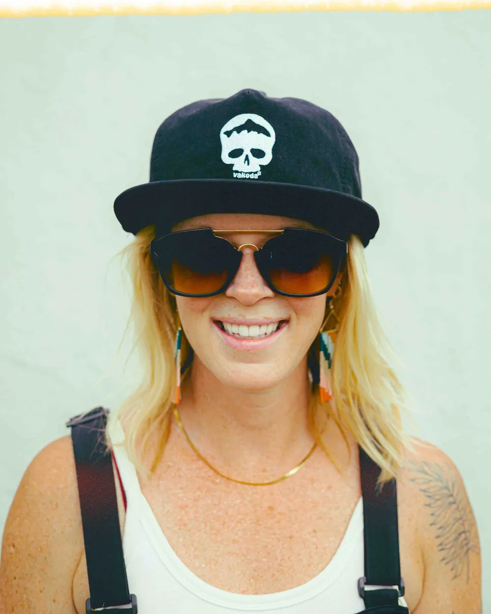 Yakoda Supply Custom Poplin Grandpa Hat Black Flat Embroidery Accent Rope Skull by Anthem Branding 1